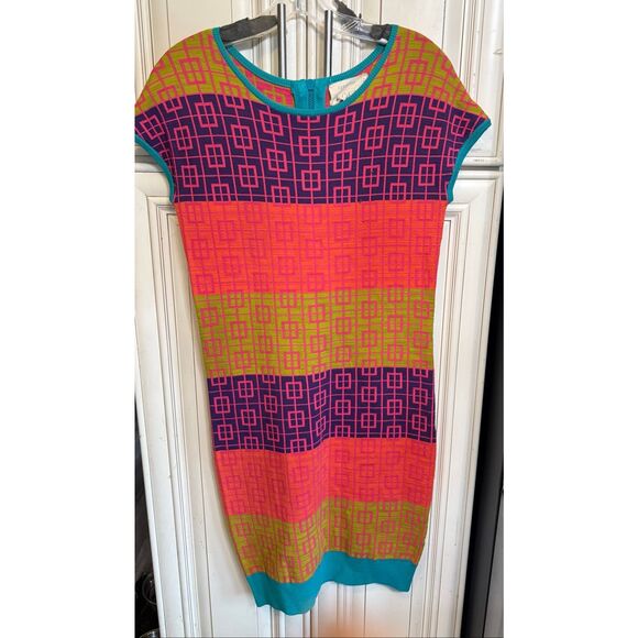 Nicole Miller Artelier Women's Geometric Knit Bodycon Dress Multicolor Medium - Picture 1 of 10